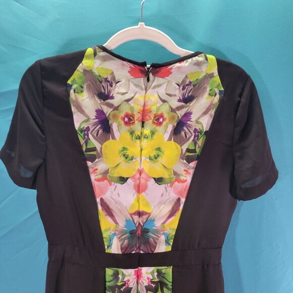 Prabal Gurung For Target Womens Size 6 Black Dress With Floral Multicolor Panel - Picture 6 of 7